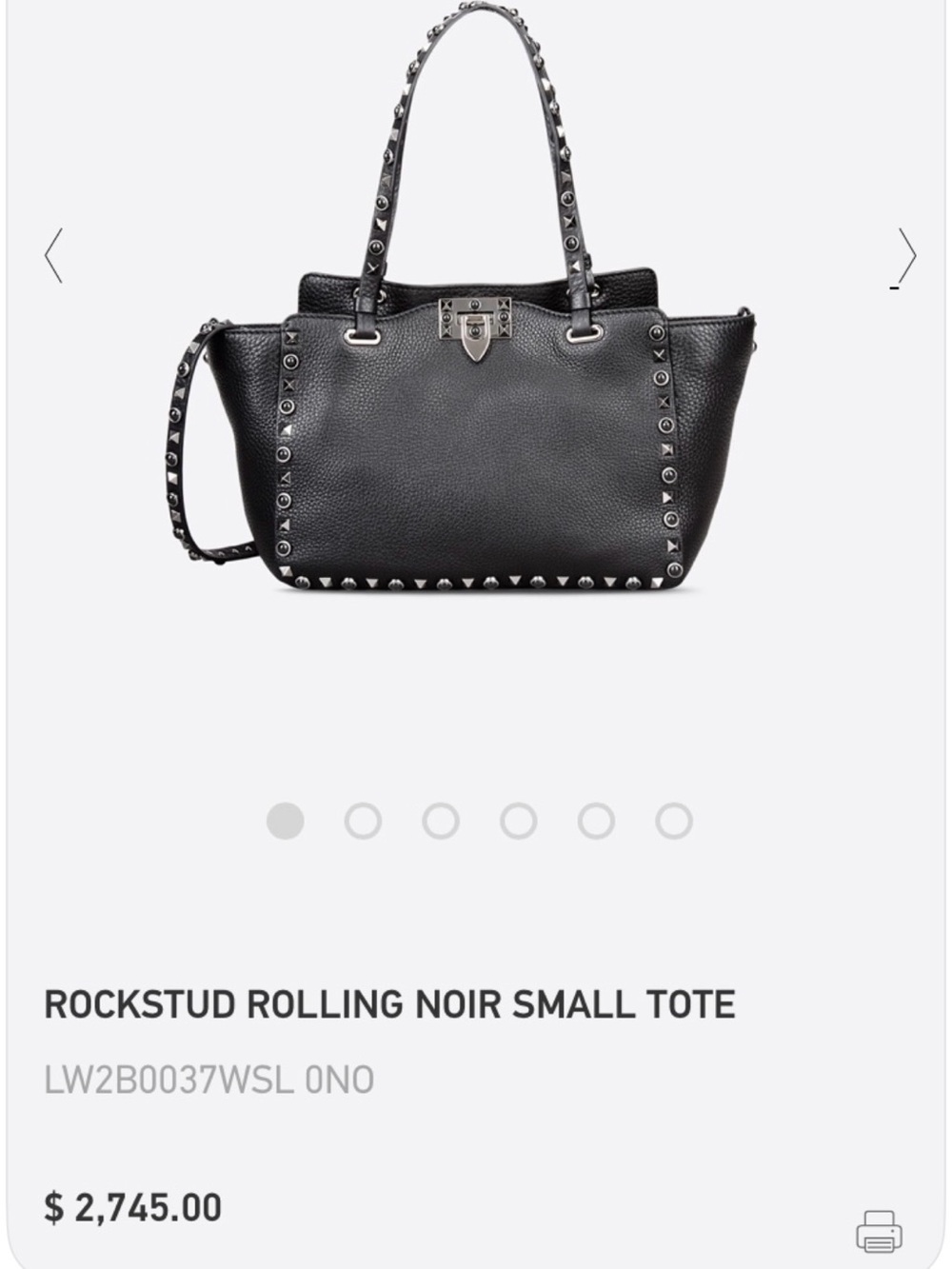 Valentino Garavani NOIR Studded Leather Shoulder Tote